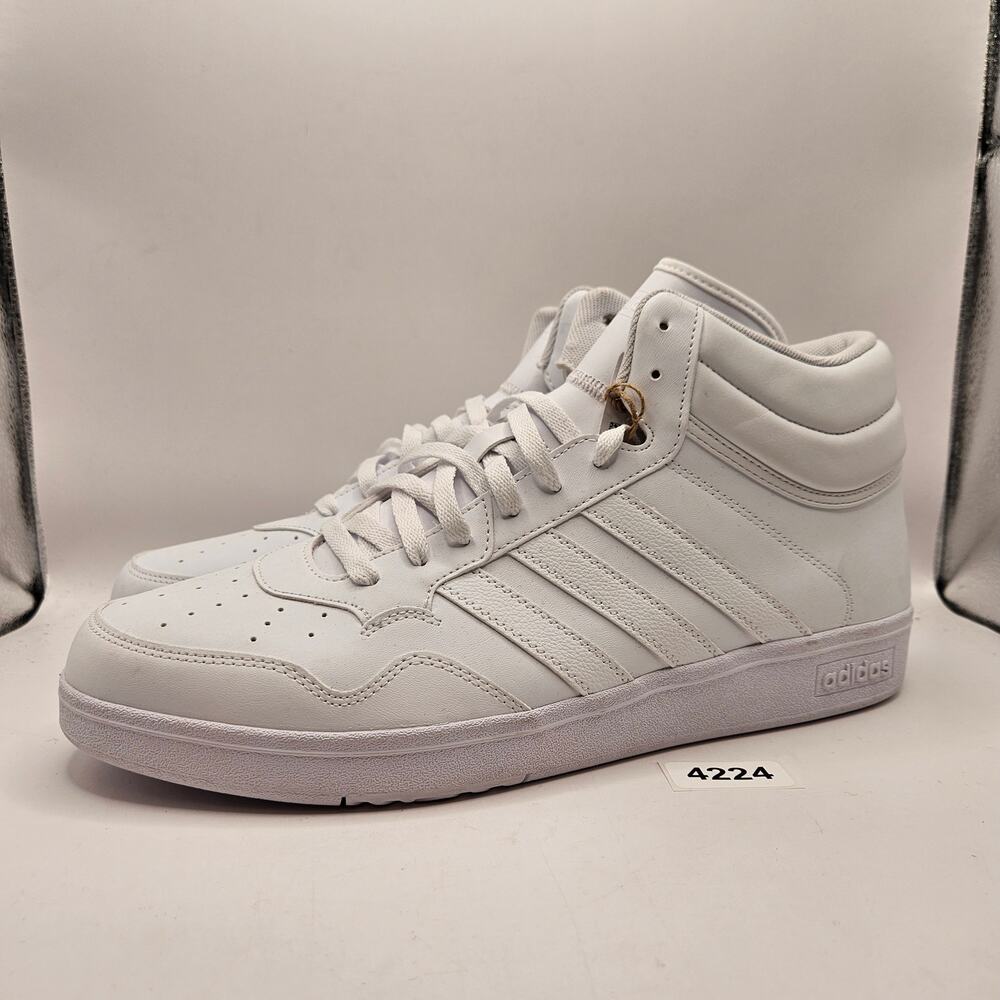 ADIDAS MEN'S 13 HOOPS 4.0 TRIPLE WHITE ATHLETIC BASKETBALL SNEAKERS JQ9996